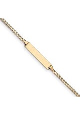 teensy 14k yellow gold flat curb baby id bracelet 